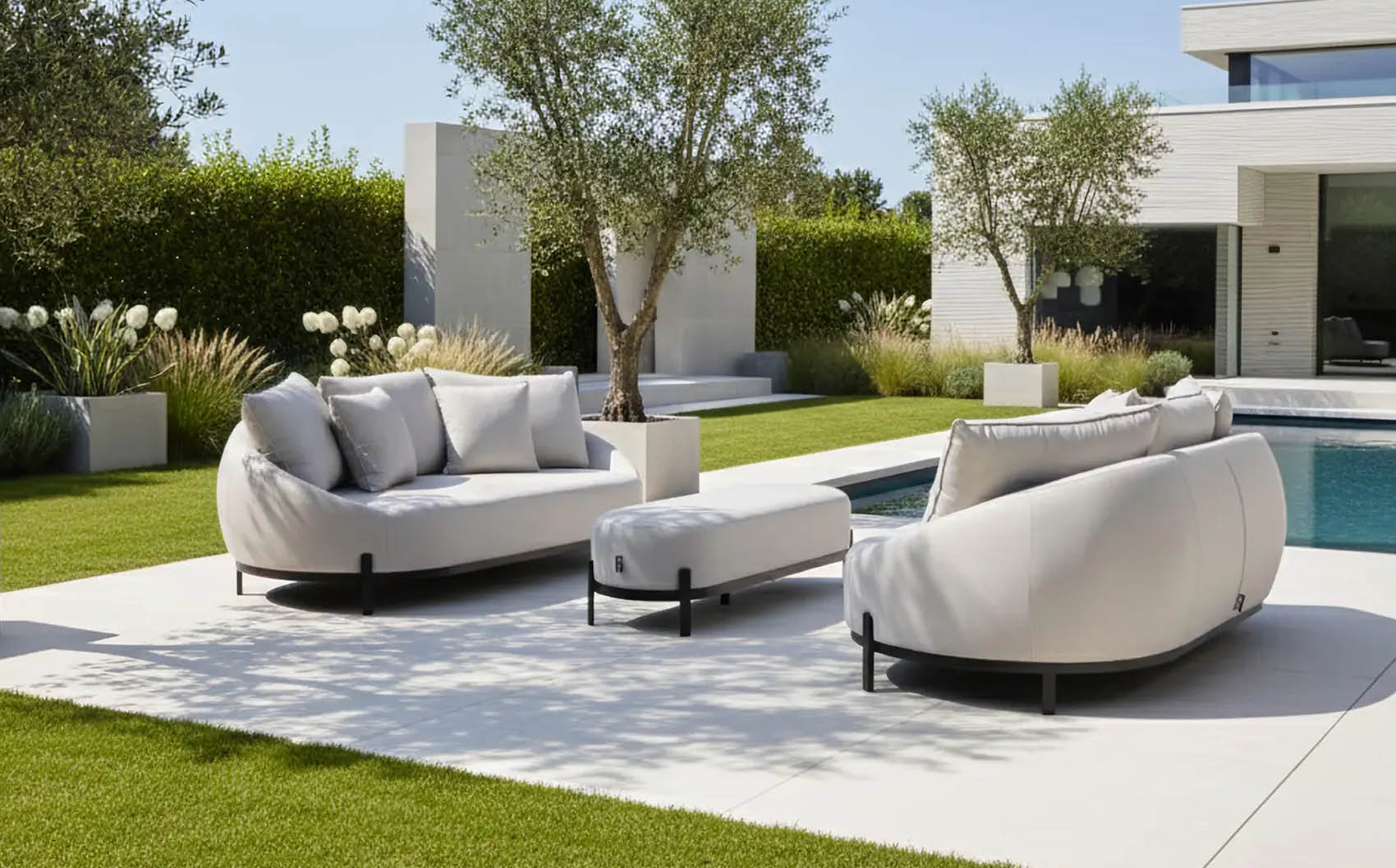 Flow Lagune loungebank in Sunbrella-textiel