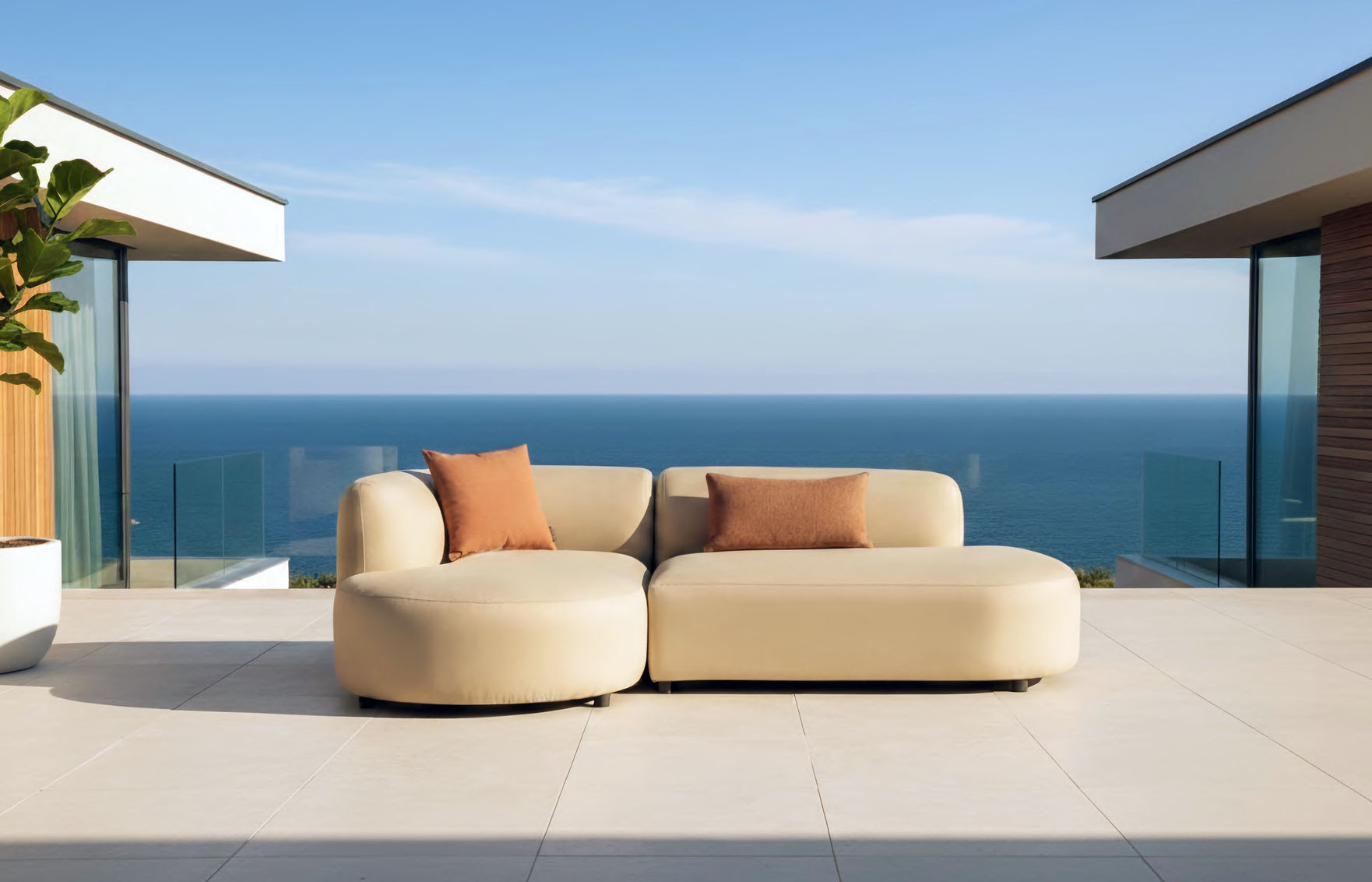 Flow Plush chaise in Sunbrella-textiel