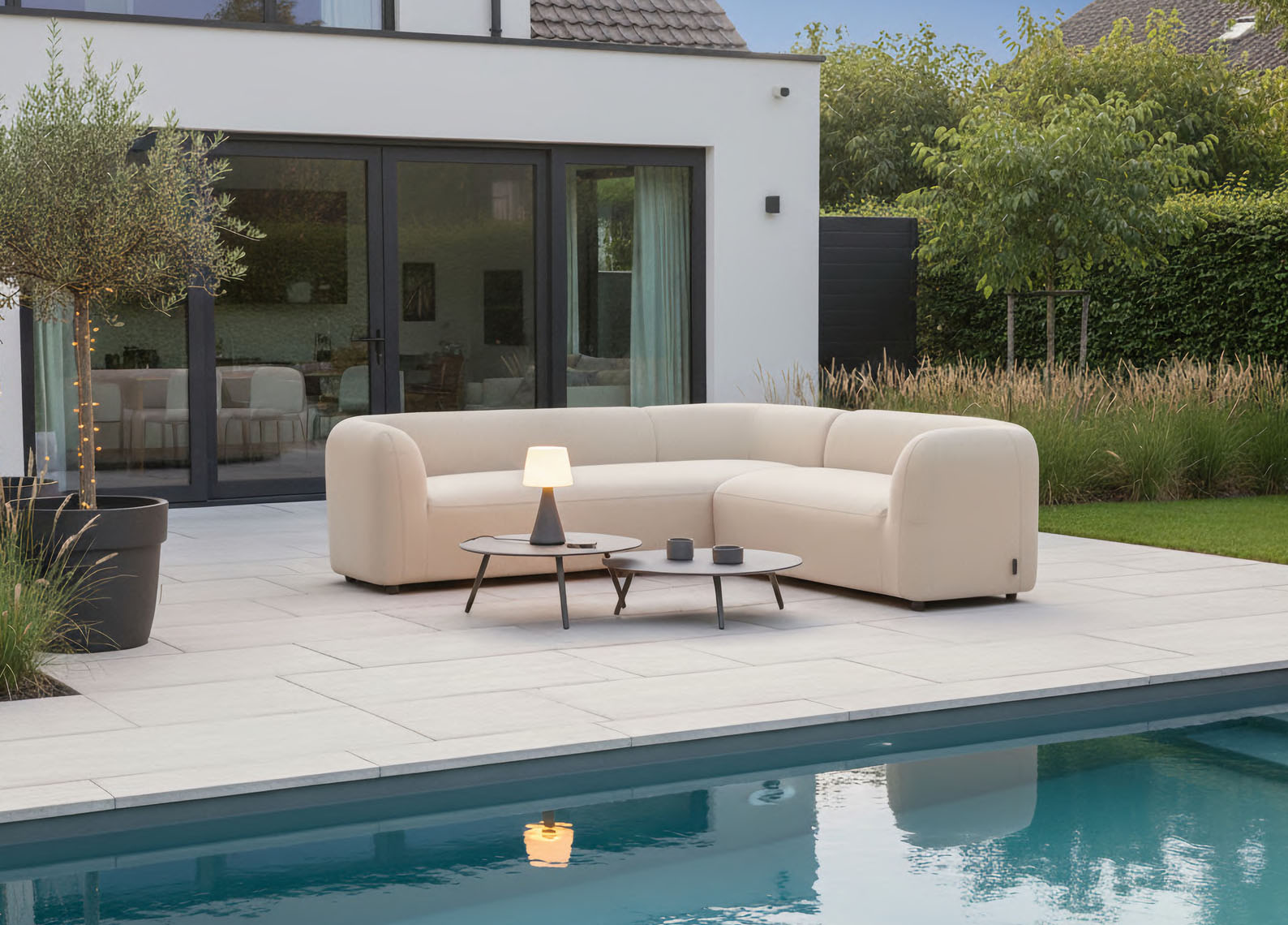 Flow Zaro hoekbank in Sunbrella-textiel