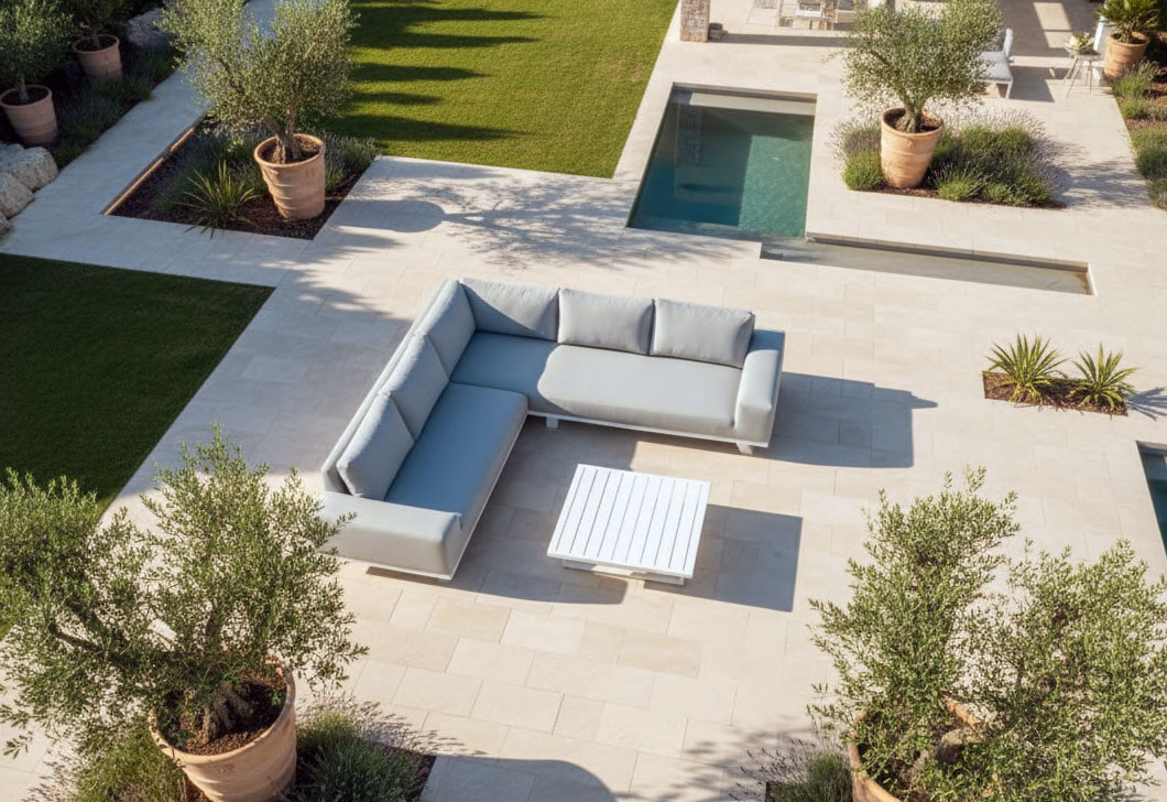 Flow Easey hoekbank en sofaset in Sunbrella-textiel