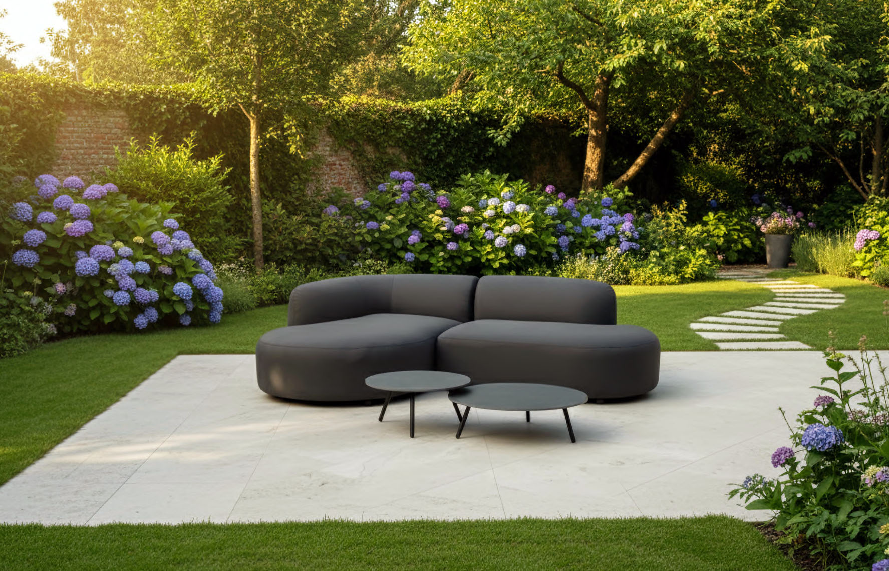 Flow Luna chaise in Sunbrella-textiel
