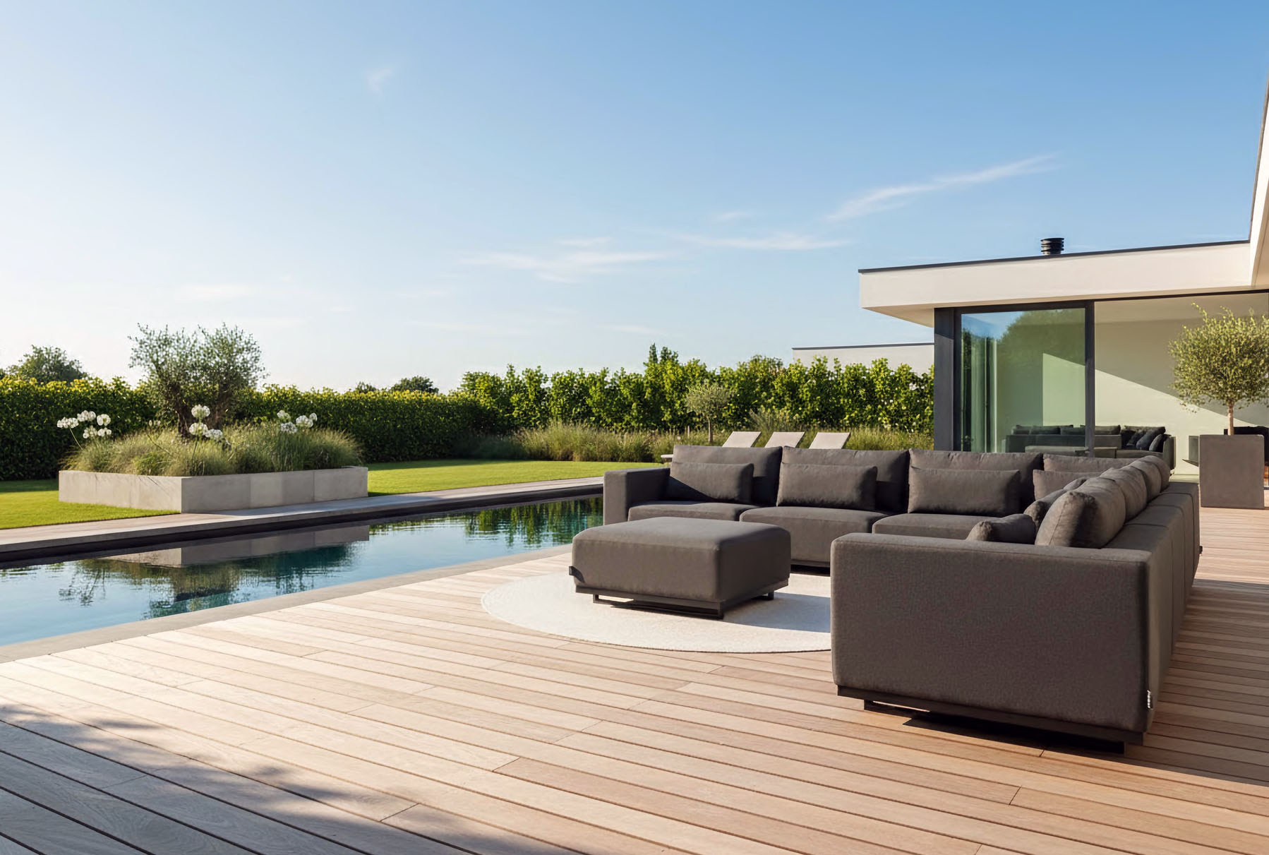 Flow Lux modulaire loungebank in Sunbrella-textiel