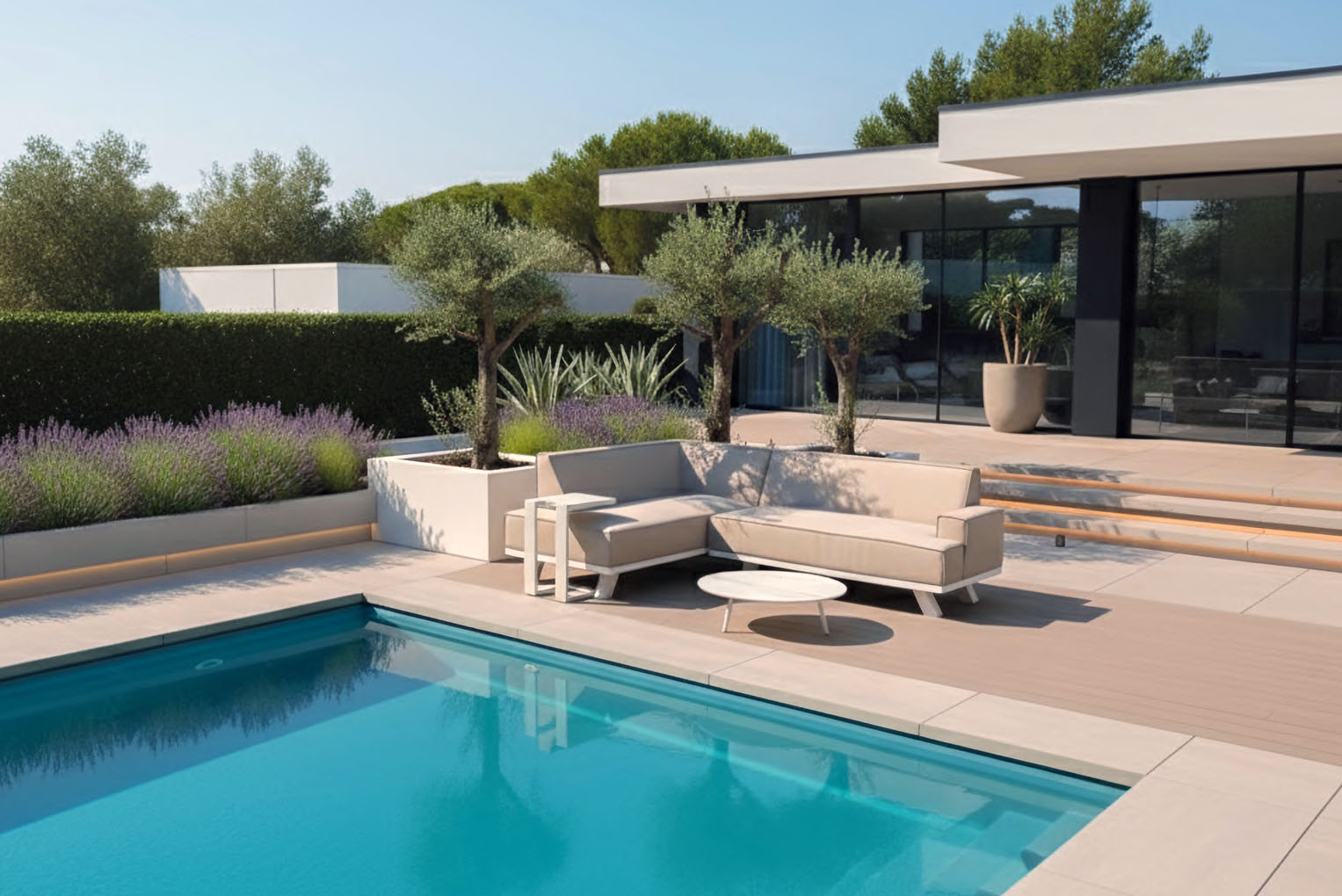 Flow Quart chaise in Sunbrella-textiel